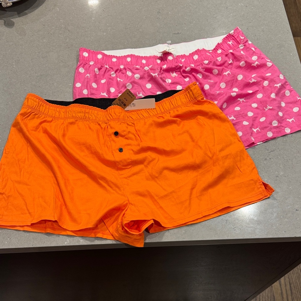 PINK Victoria's Secret Orange and Pink Boxer Shorts Bundle size Medium and Large - Picture 2 of 12